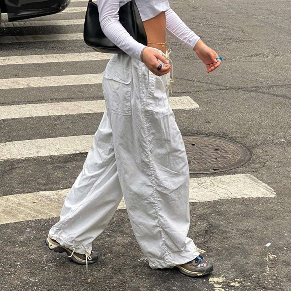 Autumn And Winter Women's New Pants Fashion Loose Low Waist Leisure Wide Leg Cargo Pants