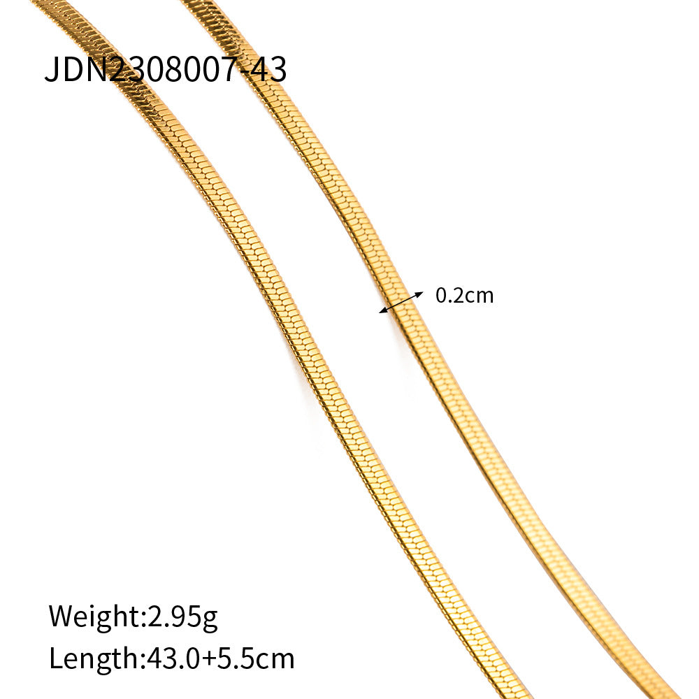5pcs Titanium Steel Necklace Jewelry Stainless Steel Gold 5Mm Piece Chain Snake Chain Necklace Necklace For Women