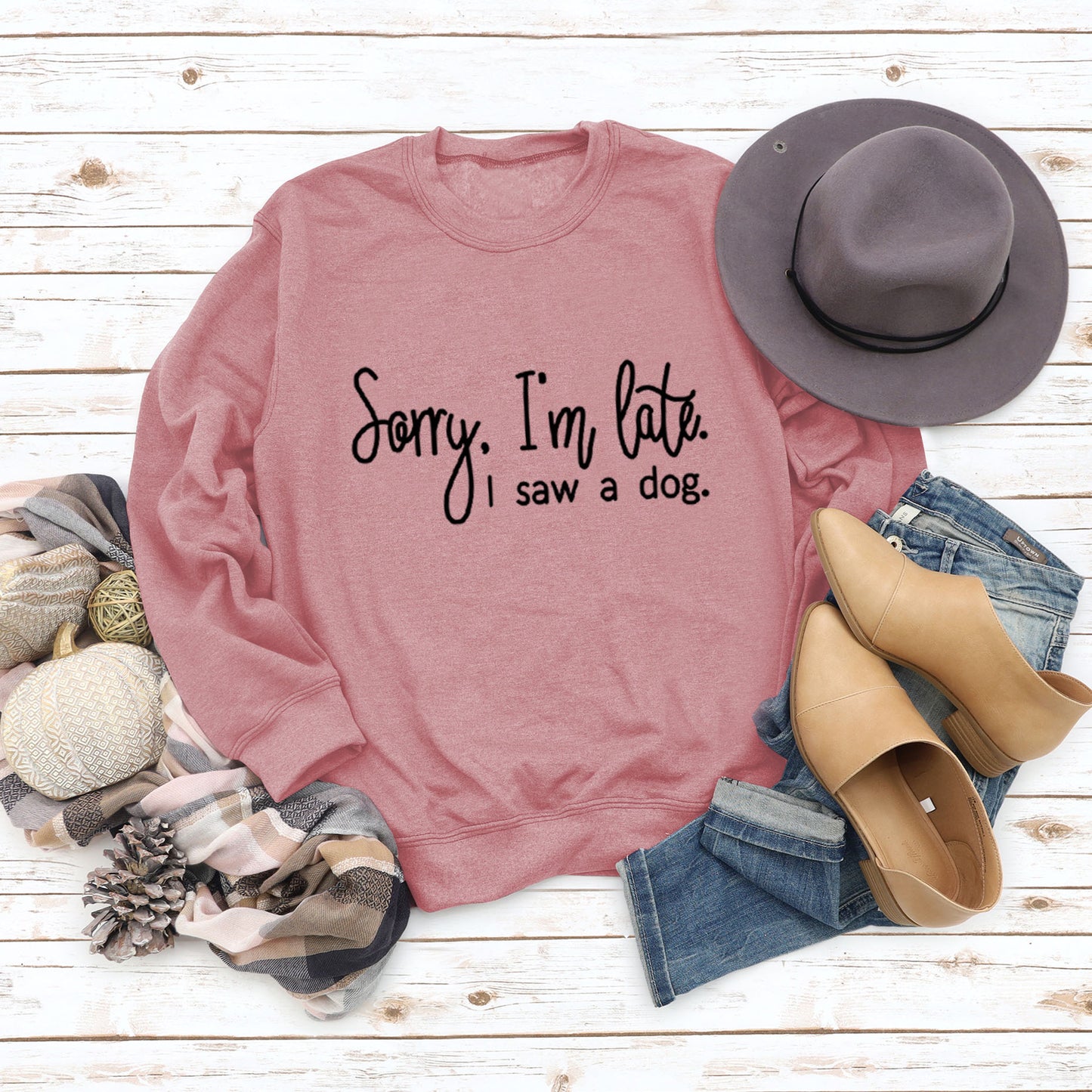 Autumn/Winter Base Long Sleeve Sorry I'M Late Alphabet Round Neck T-Shirt Ebay Women's Hoodie
