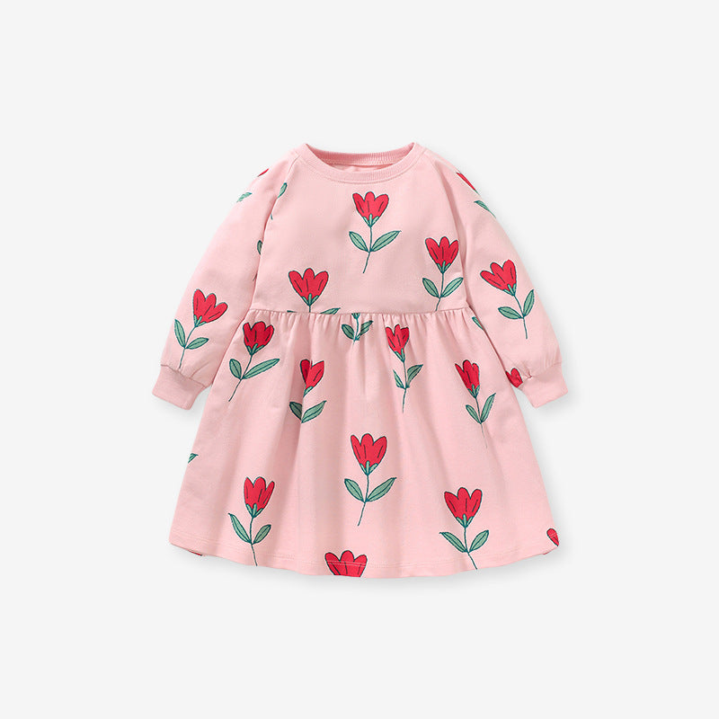 Long Sleeve Hoodie For Girls Pure Cotton Children's Dress New Cute Girl Child Dress