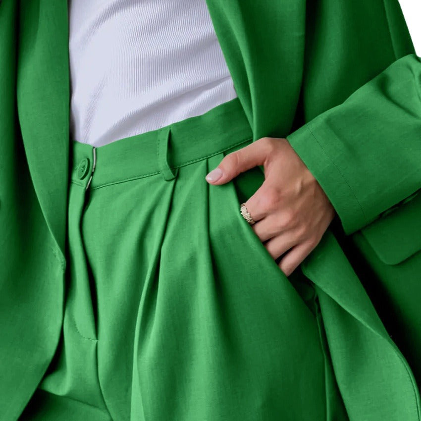 Autumn And Winter New Casual Fashion Suit High-Waisted Straight-Leg Trousers Two-Piece Suit For Women