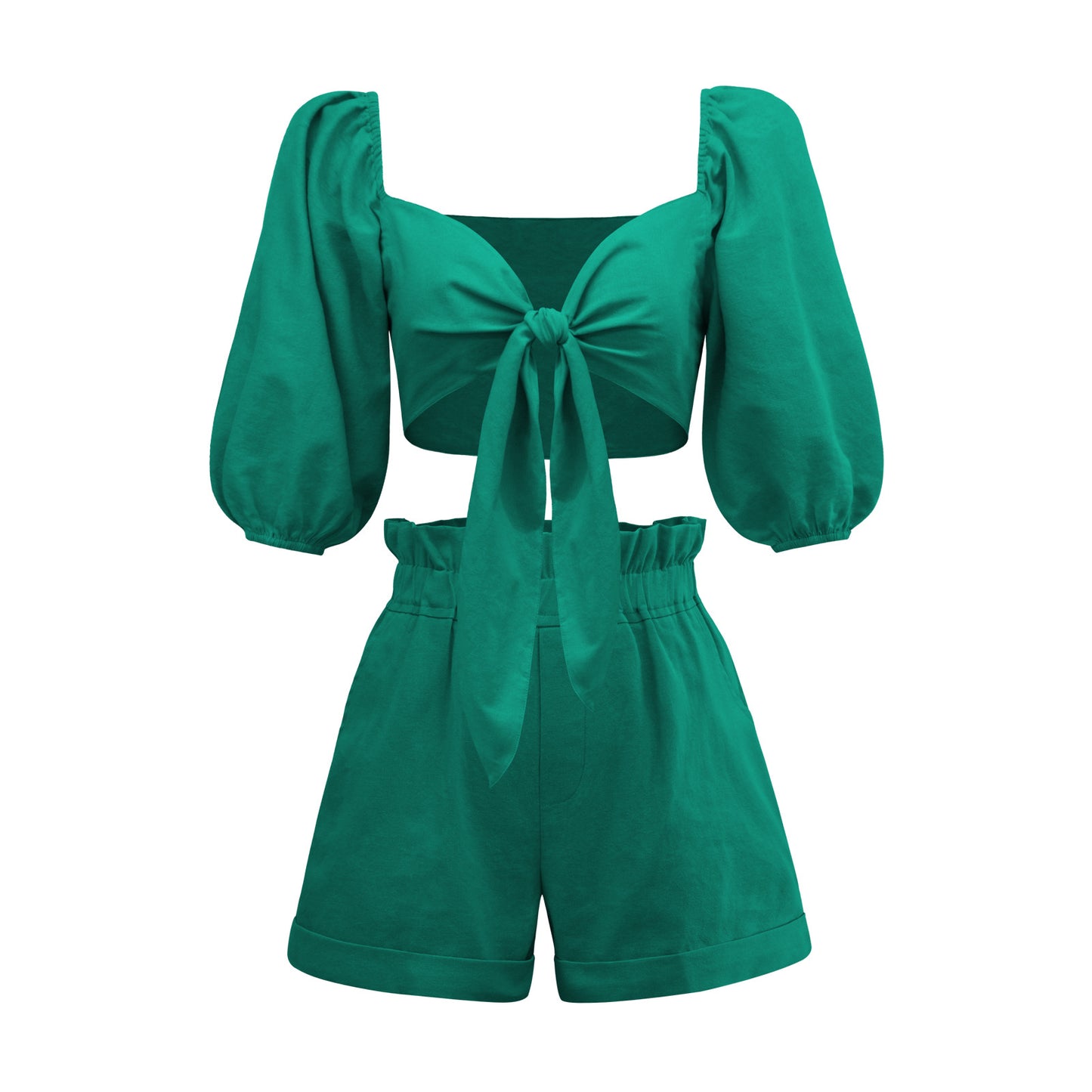 New Sexy Two-Piece Women's High-Waisted Shorts Cardigan Spice Girl Top Fashion Casual Suit