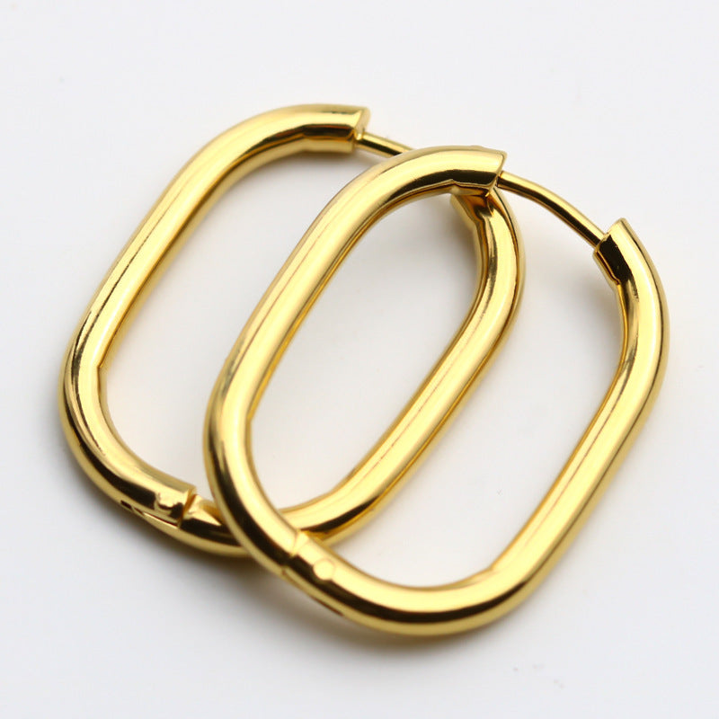5pcs Fashion Women's Stainless Steel Ring Earrings Style Earring Buckle Geometric Oval 100 Matching Earring New