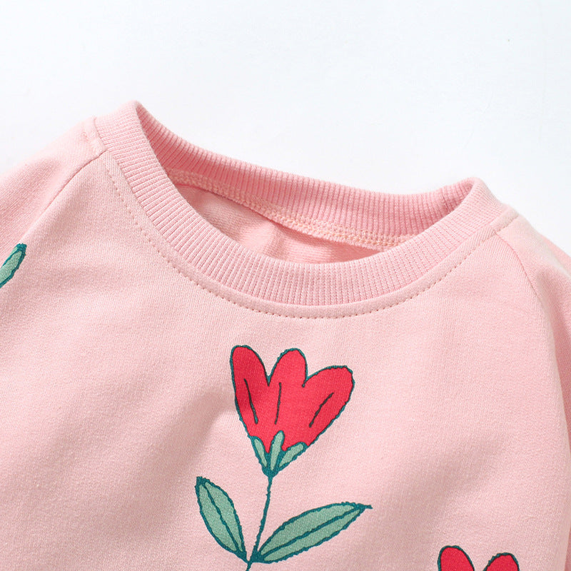 Long Sleeve Hoodie For Girls Pure Cotton Children's Dress New Cute Girl Child Dress