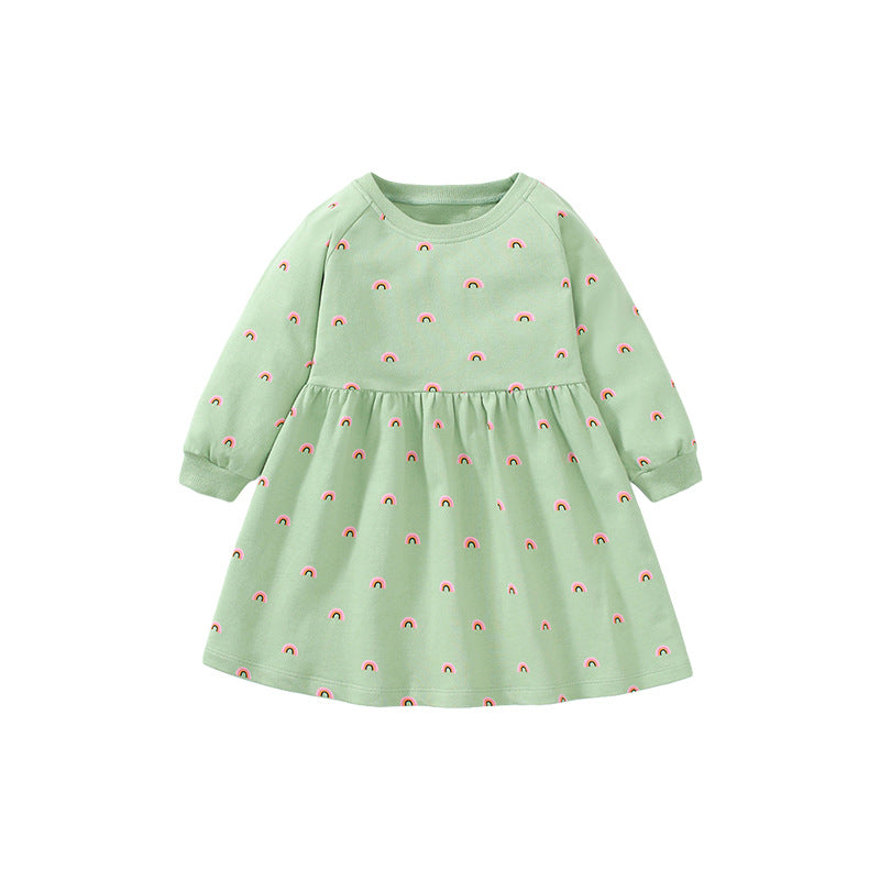 Autumn Girls Skirt Pure Cotton Princess Skirt Home Casual Long-Sleeved Children's Dress
