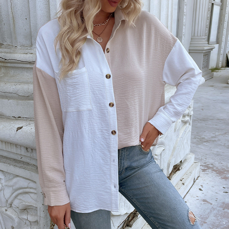 New Autumn New Women's Color Long-Sleeve Shirt Female Design Sense