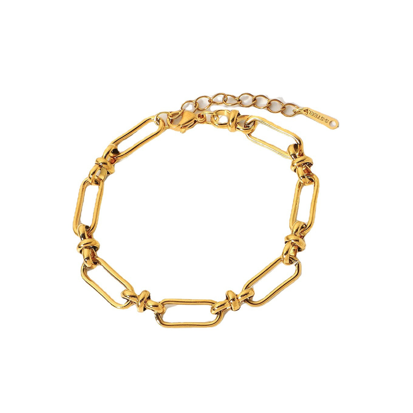 5pcs New Wide Chain Cross Buckle Bracelet Vacuum Electroplated 18K Gold Stainless Steel Hand Jewelry For Women