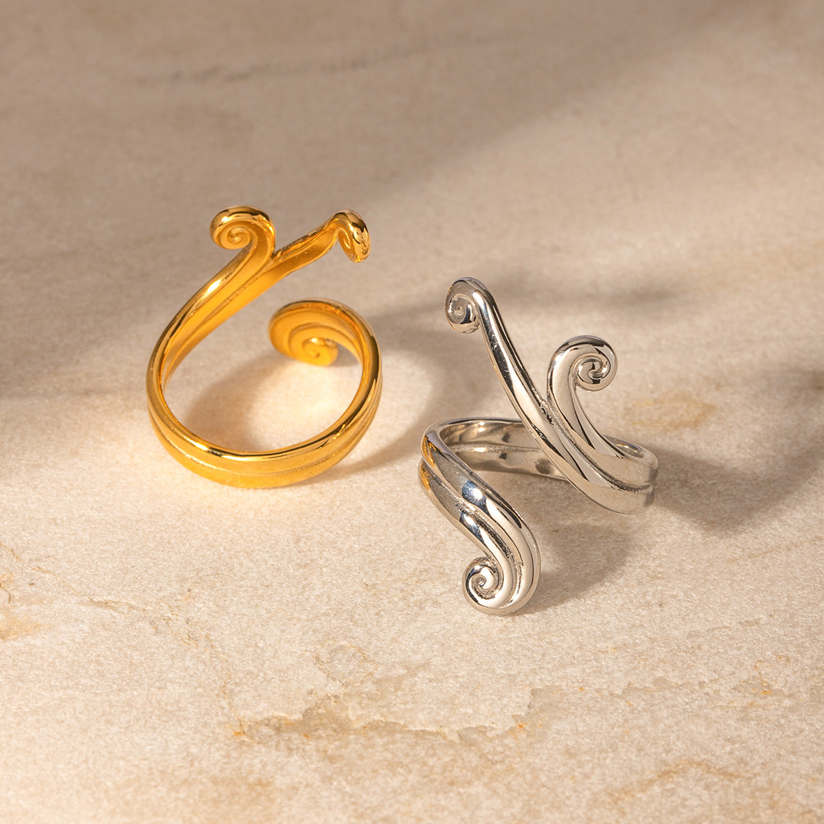 5pcs 18K Gold Stainless Steel Thread Loop Open Ring Non-Fading Accessories
