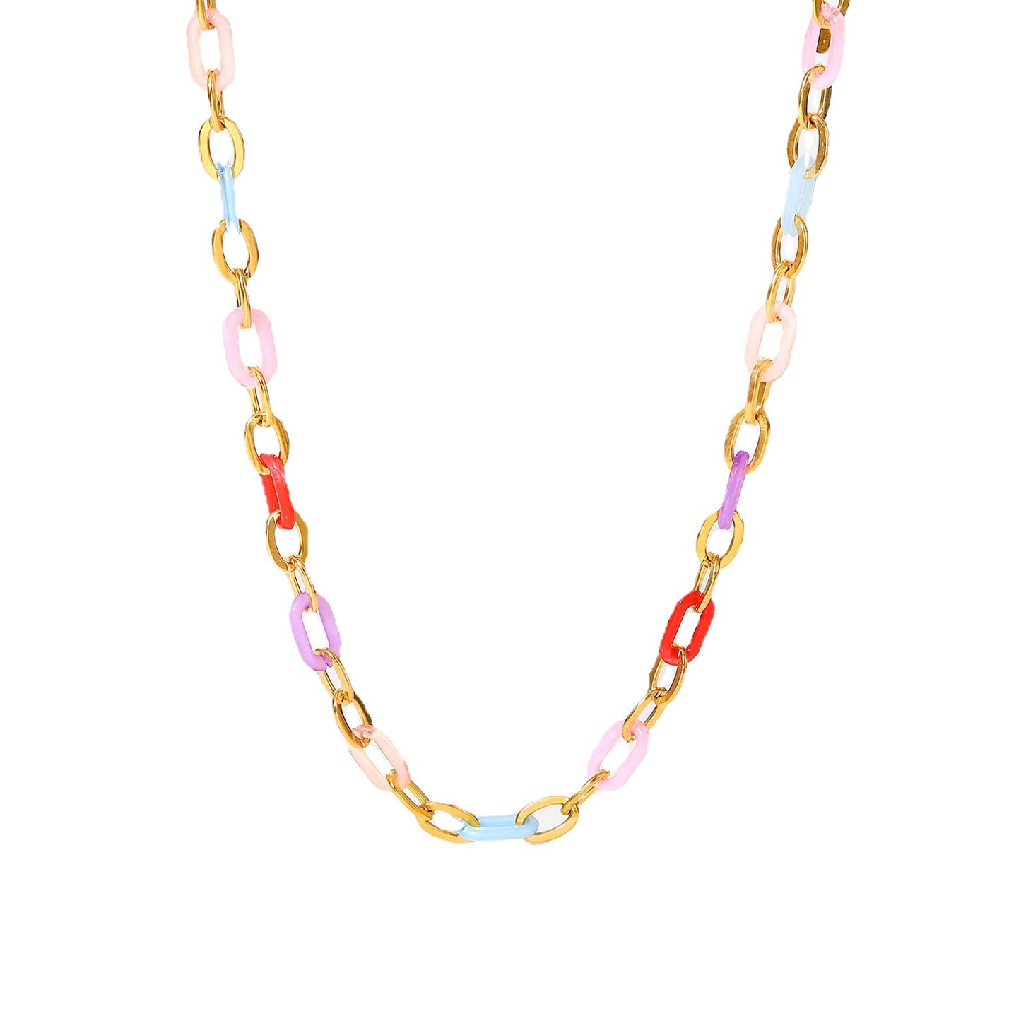 5pcs Fashion Interesting 18K Gold Color O-Chain Stainless Steel Necklace Personality Creative Jewelry Titanium Steel Collar Female