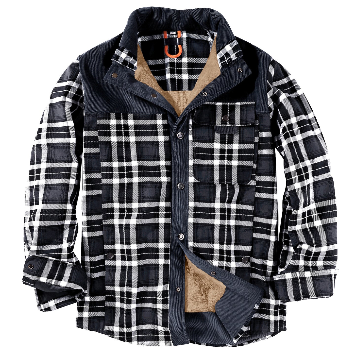 Men's Coat Plaid Shirt Plus Fleece Large Size Winter Windproof Warm Hooded Cotton Jacket