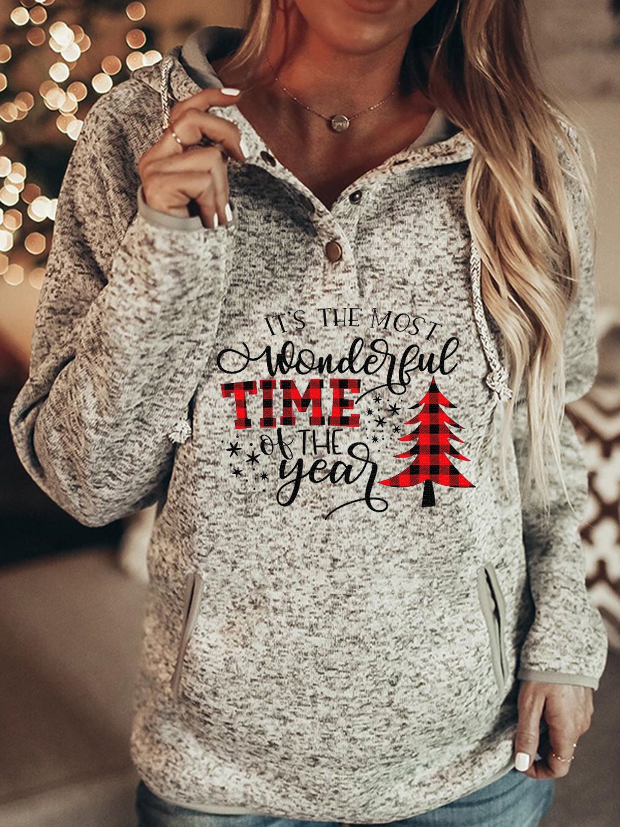 New Female Hoodie Large Size Christmas Print Hoodie