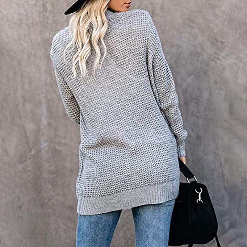 New Autumn And Winter Cardigan Women's Curved Front Knit Sweater Women