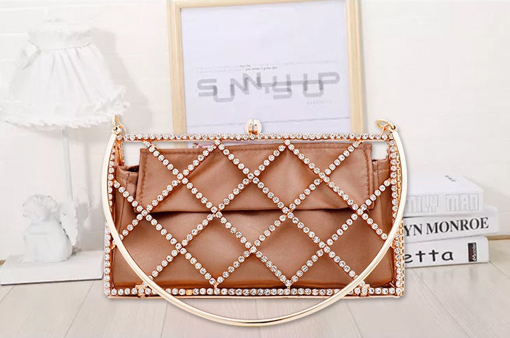 Summer New Popular Diamond-Encrusted Niche Diy Dinner Party Pearl Hand-Held Diagonal Banquet Bag