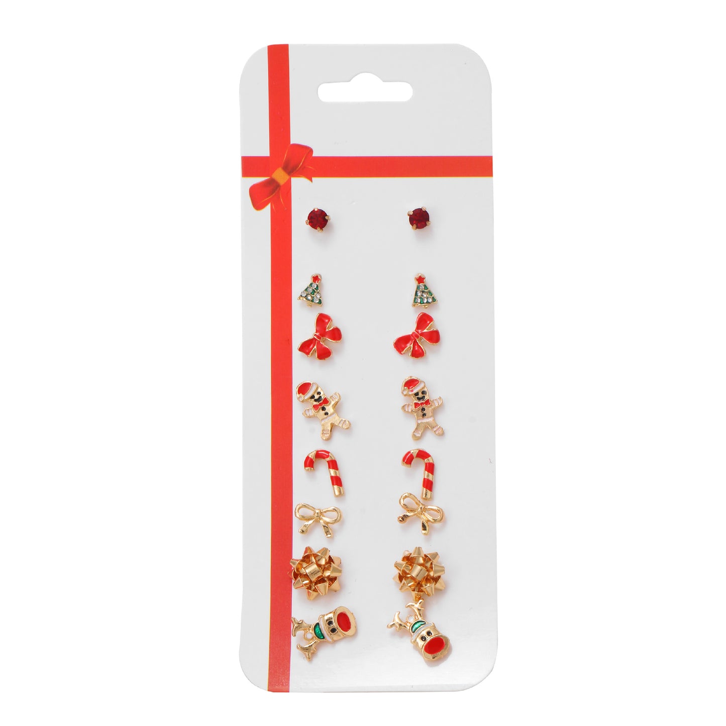 Christmas Earrings Set New Drip Oil Creative Santa Claus Snowman Christmas Tree Earrings 6-Piece Set