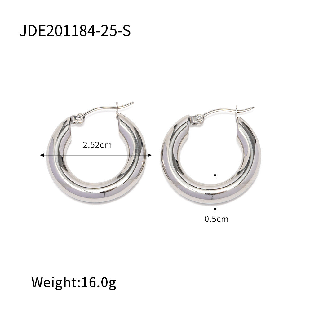 5pcs Circles Do Not Fade Earrings Style Exaggerated Personality Light Luxury Simple Earrings Stainless Steel Earrings For Women