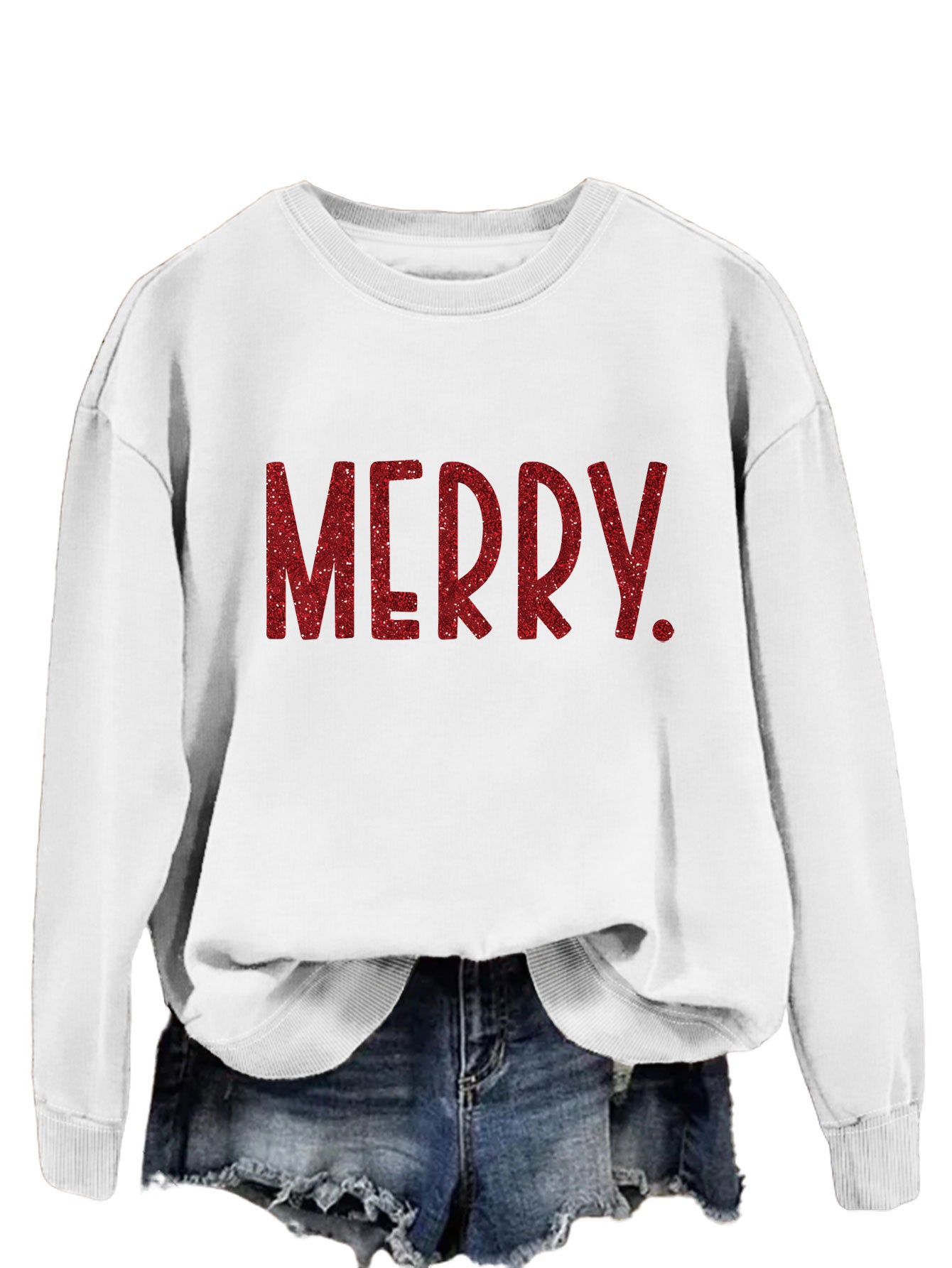 Merry Fashion Print All Round Neck Long Sleeve Hoodie