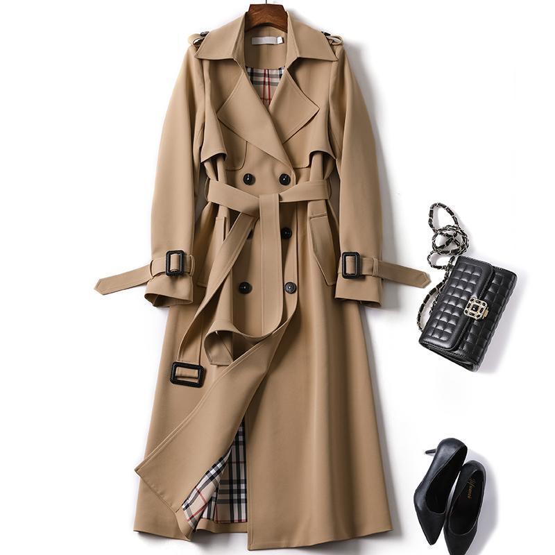 Slim New Classic Temperament Trench Coat Female Over The Knee In The Long Version Of Loose Small Popular Coat Coat