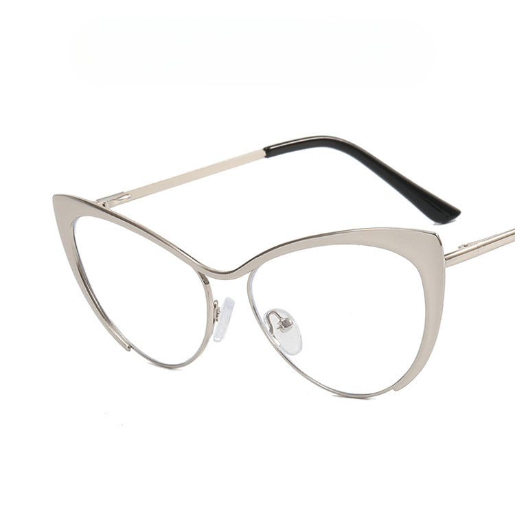 Steel Triangle Cat Eye Metal Frame New Anti-Blue Light Mirror Can Be Equipped With Myopia Frame