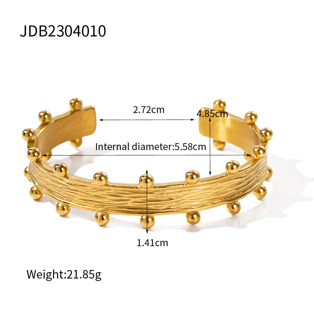 5pcs New Fashion 18K Gold Stainless Steel Wood Grain C-Shaped Earrings Ruffled Earrings Fashion Earrings