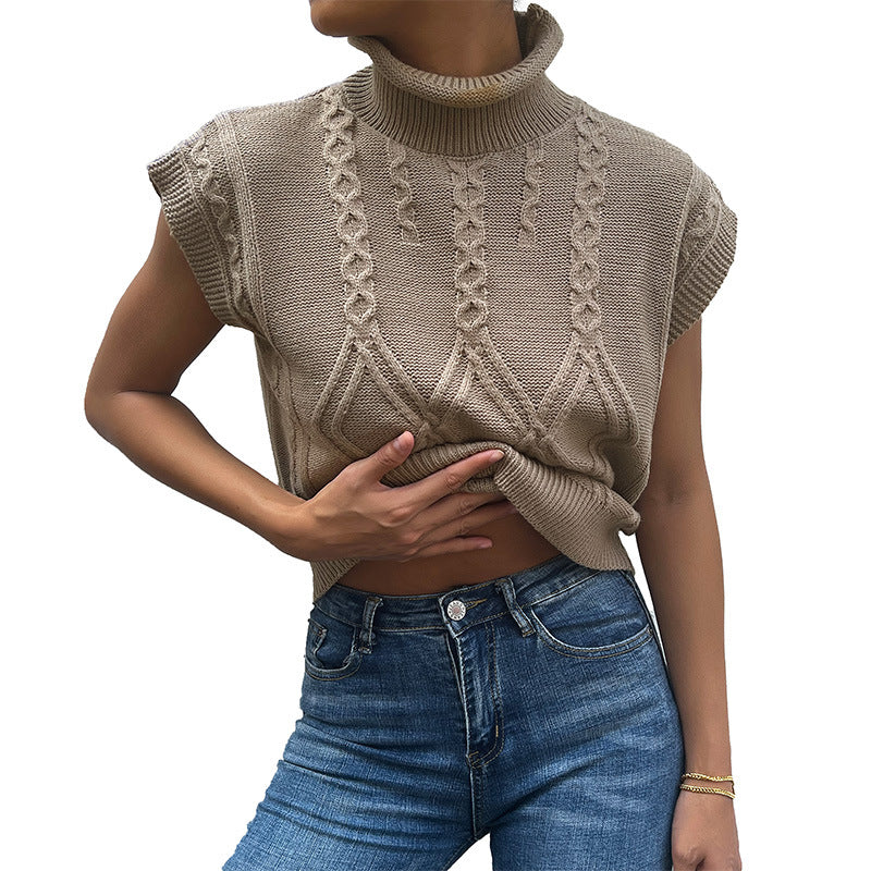 New Early Autumn Fashion Women's Solid Color Twist Sleeveless Vest Sweater