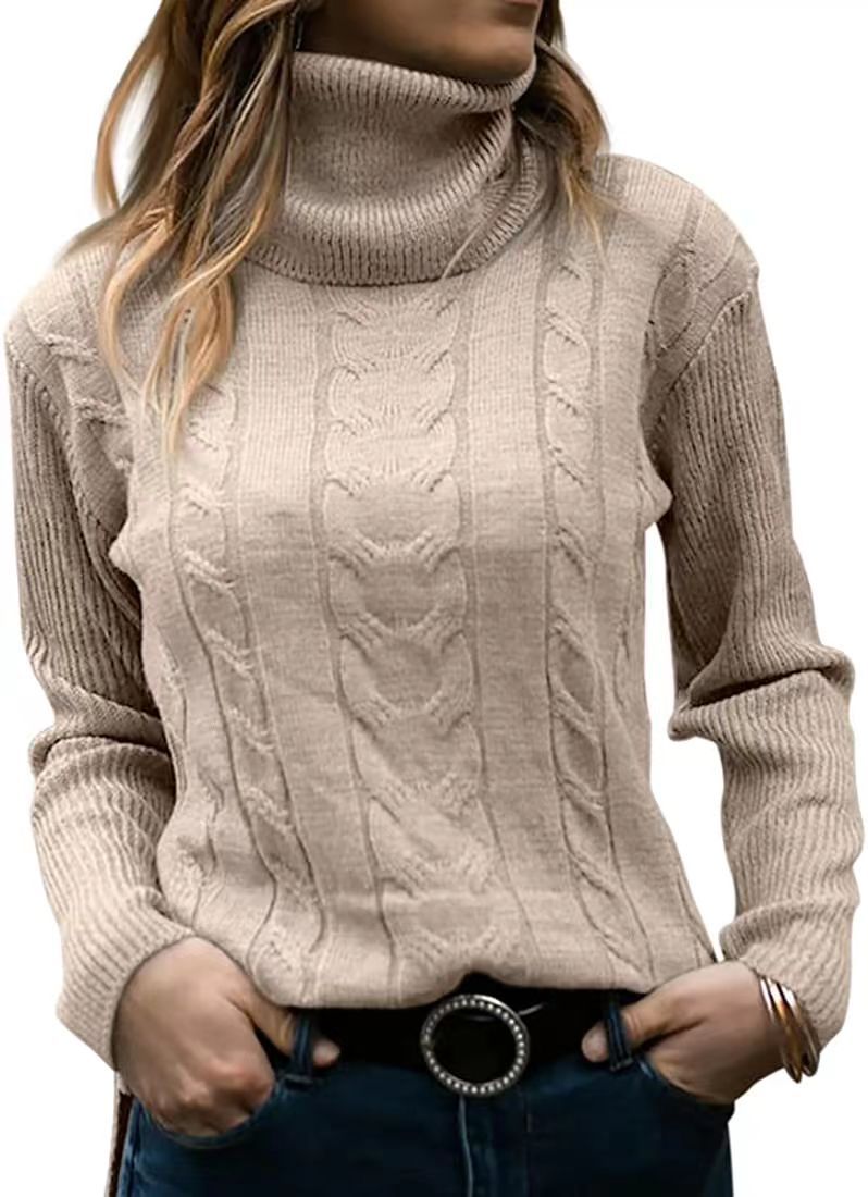New Autumn And Winter New Solid Color Turtleneck Sweater Retro Long-Sleeved Sweater For Women