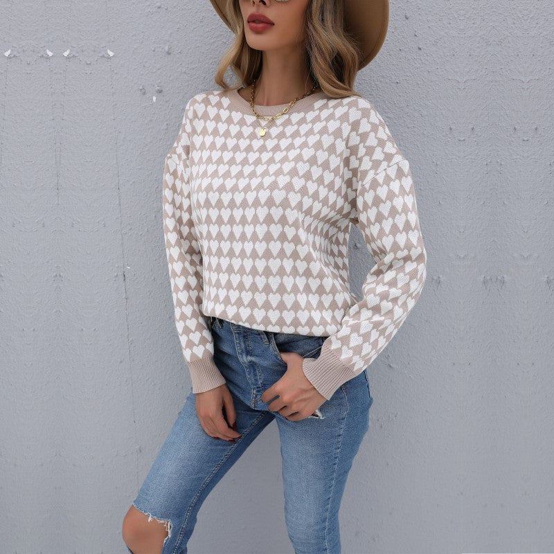 Autumn Winter Casual Women's Loose Long-Sleeved Fashion Love Women's Sweater