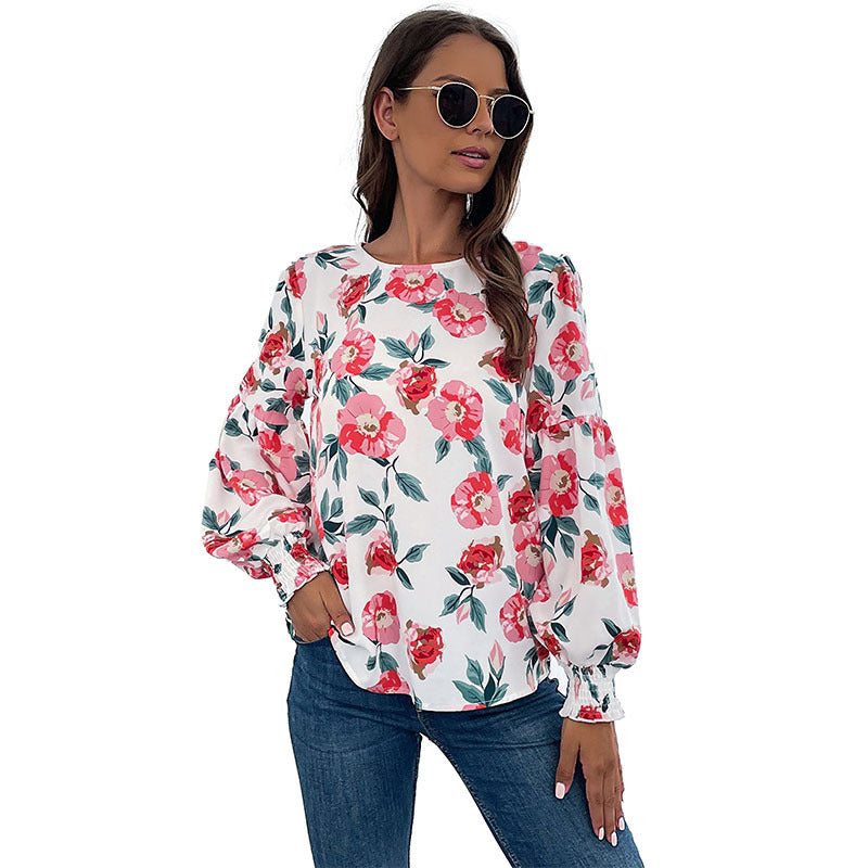 New Autumn Fashion Women's New Long-Sleeved Printed Shirt Women