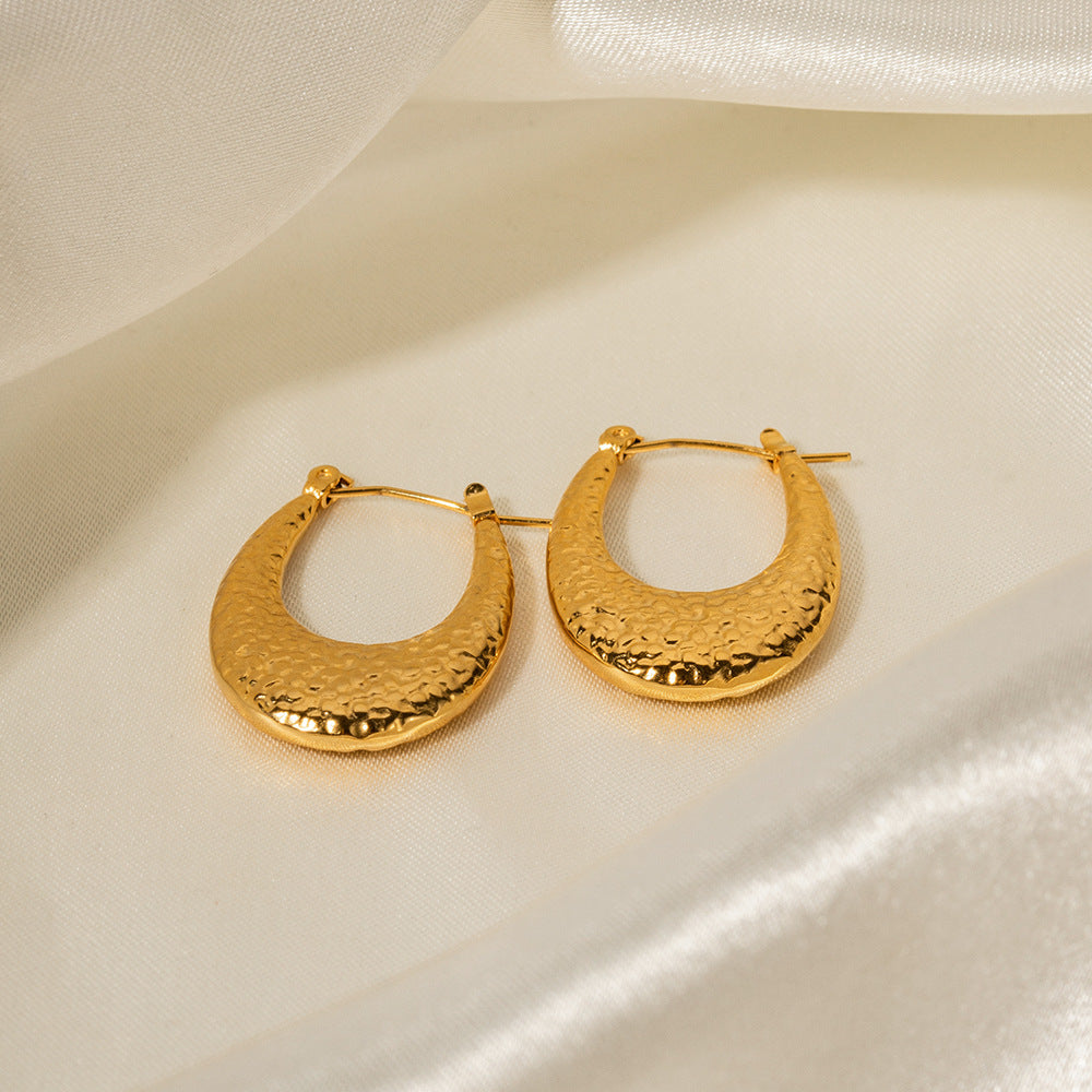5pcs Earrings 18K Stainless Steel Lava Pattern Earrings Color Preserving Ring Design For Women
