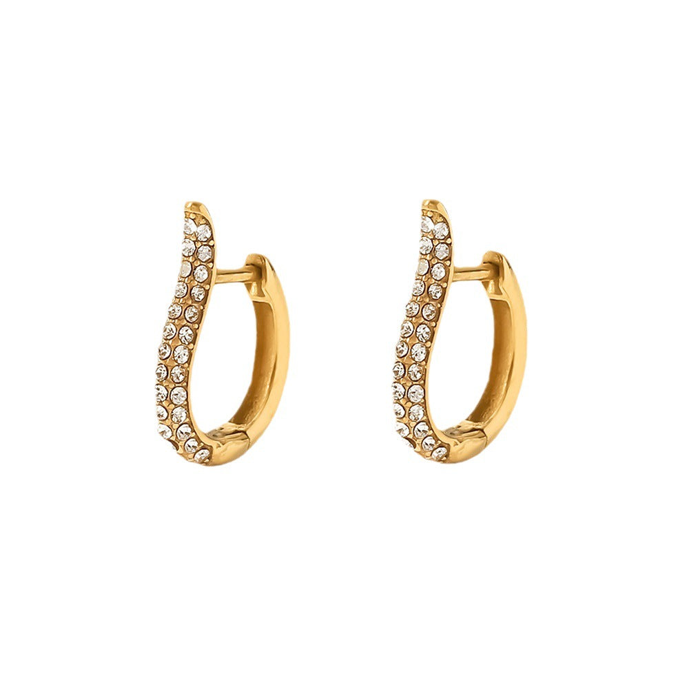 5pcs New Titanium Steel Earrings Women's Fashion All-Match Popular Earrings 18K Gold Plated Zirconium Earring