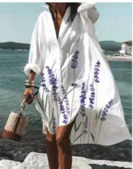 Women's Clothing Spring New Fashion Temperament Print Loose Shirt Dress A Generation