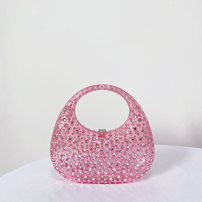 Queer Bag New Handbag Female Transparent Summer Acrylic Bag Diamond-Encrusted Dinner Bag