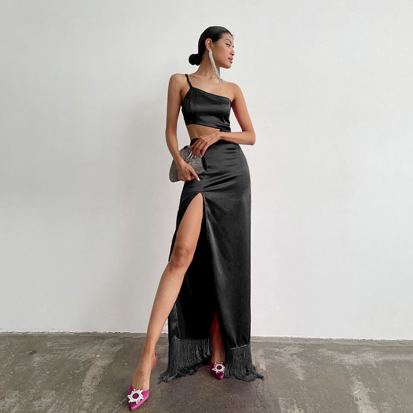 Summer New Design Dress Dress Asymmetrical Niche Fringe Mop Maxi Dress