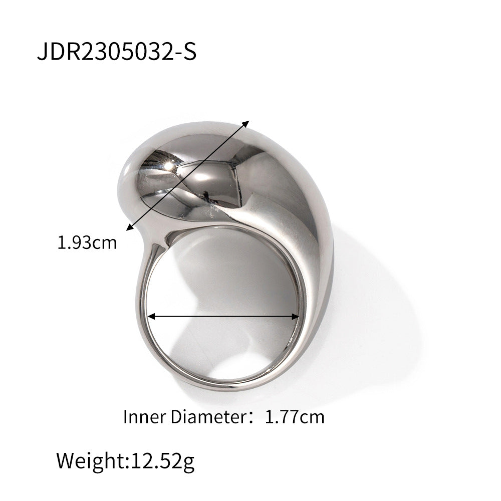 5pcs 18K Gold Exaggerated Version Of Stainless Steel Closed Ring Light Luxury Jewelry