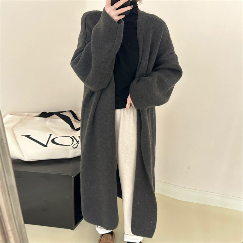 Sweater Coat Women Senior Sense Retro Day Lazy Relaxed Mid-Long Autumn And Winter New Knit Cardigan
