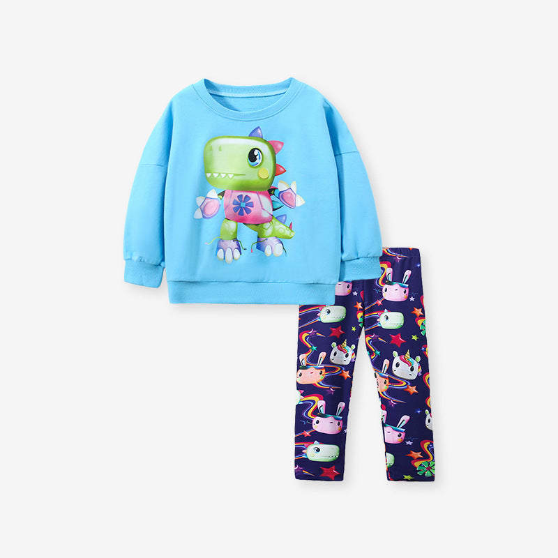 Girls Hoodie Set Autumn Cotton Long Sleeve Cartoon Girls Cute Girl Set