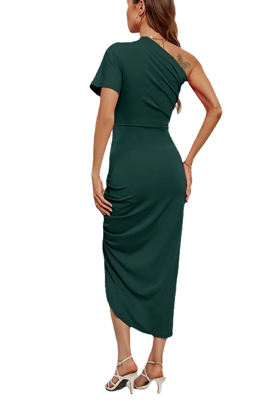 Waist Slimming Oblique Shoulder Dress New Bag Hip Skirt Women