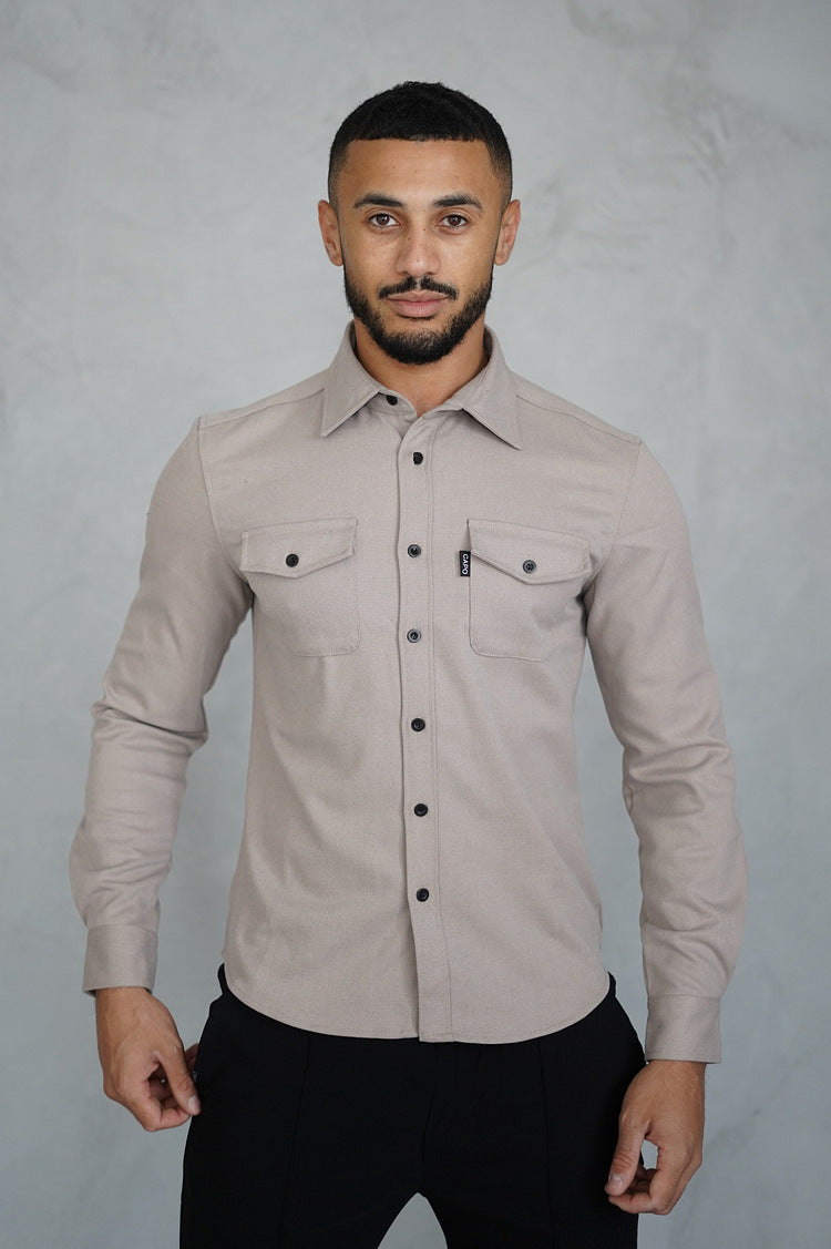 Autumn And Winter New Men's Youth Casual Men's Shirt Spot Grinding