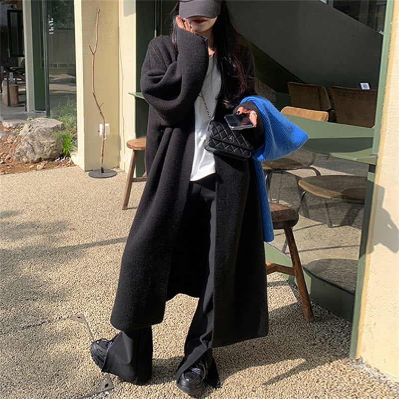 Sweater Coat Women Senior Sense Retro Day Lazy Relaxed Mid-Long Autumn And Winter New Knit Cardigan