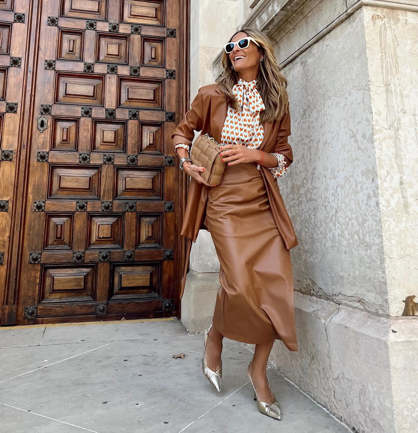 Autumn Casual Temperament Women's Collage Leather Skirt Irregular Skirt Skirt Women