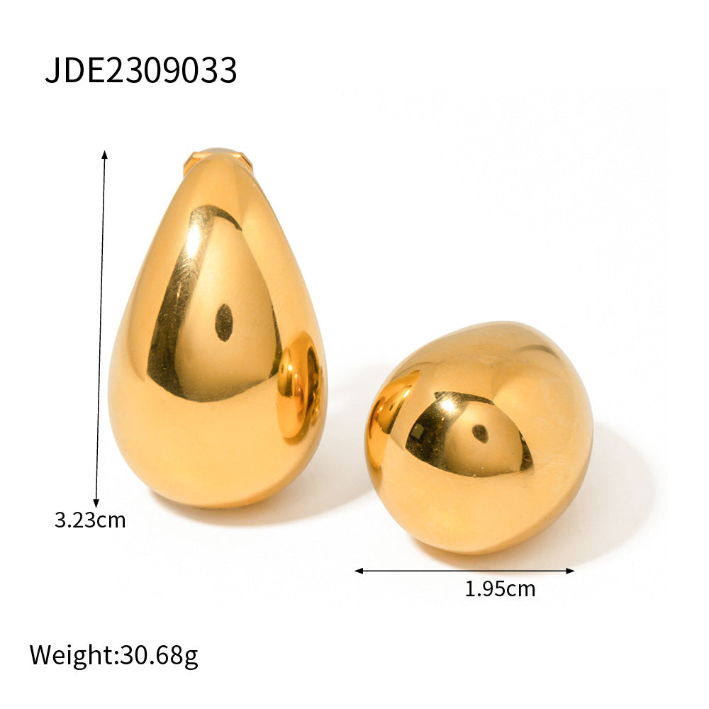 5pcs Women's 18K Gold Stainless Steel Drop Earrings Clip Stainless Steel Gold Earrings