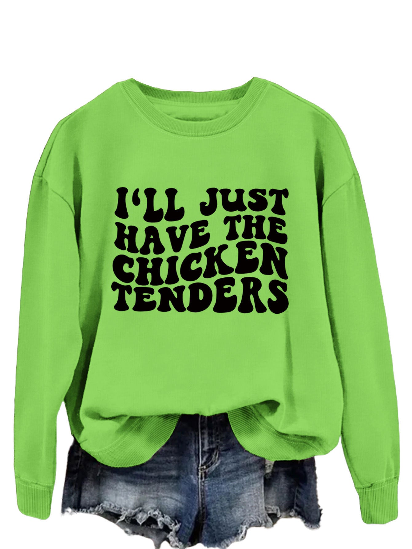 I'LL Just Have The Chicken. Women's Crew-Neck Long-Sleeved Loose-Fitting Hoodie
