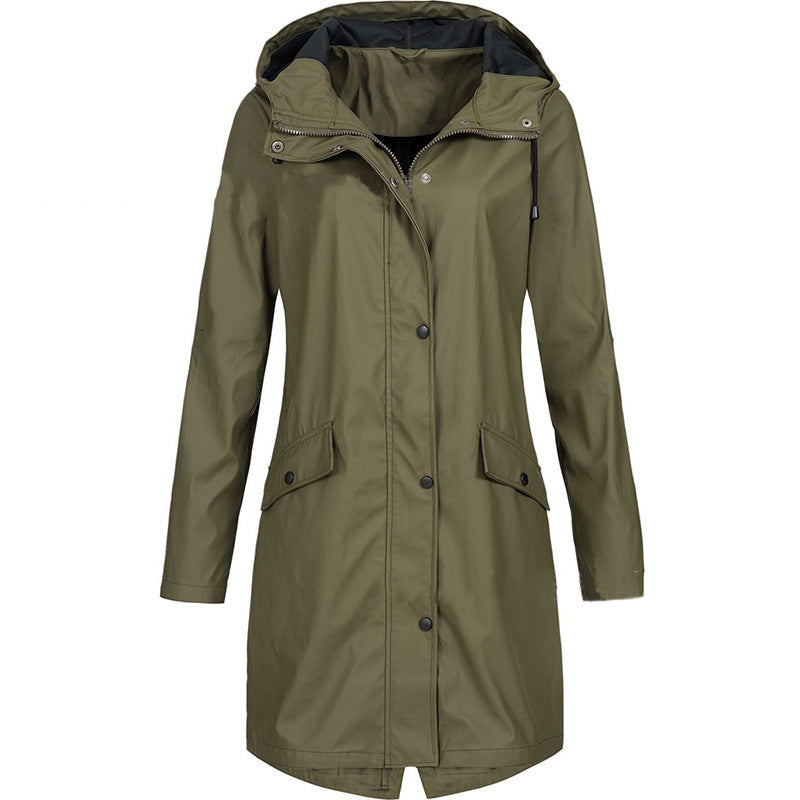 Autumn And Winter New Storm Jacket Outdoor Mountaineering Coat In The Long Women'S Trench Coat