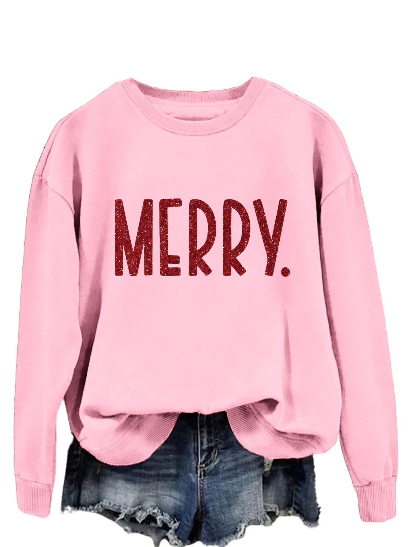 Merry Fashion Print All Round Neck Long Sleeve Hoodie