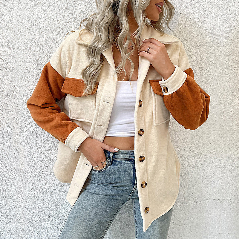 Autumn and Winter New Fashion Women's Lapel Long-Sleeved Fleece Coat: Stylish and Cozy Outerwear