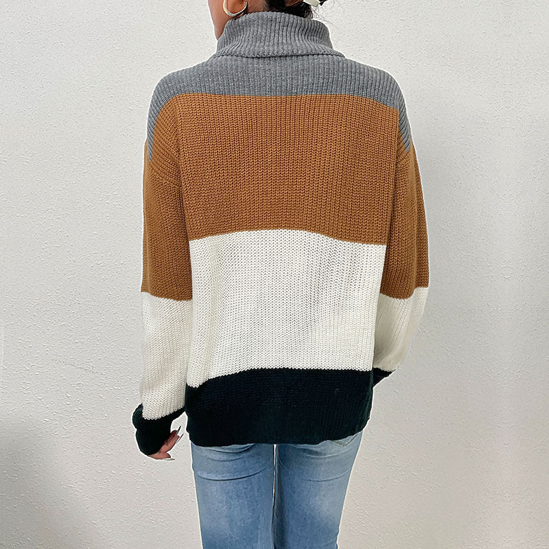 New Autumn Women's Pullover Loose Color Turtleneck Sweater