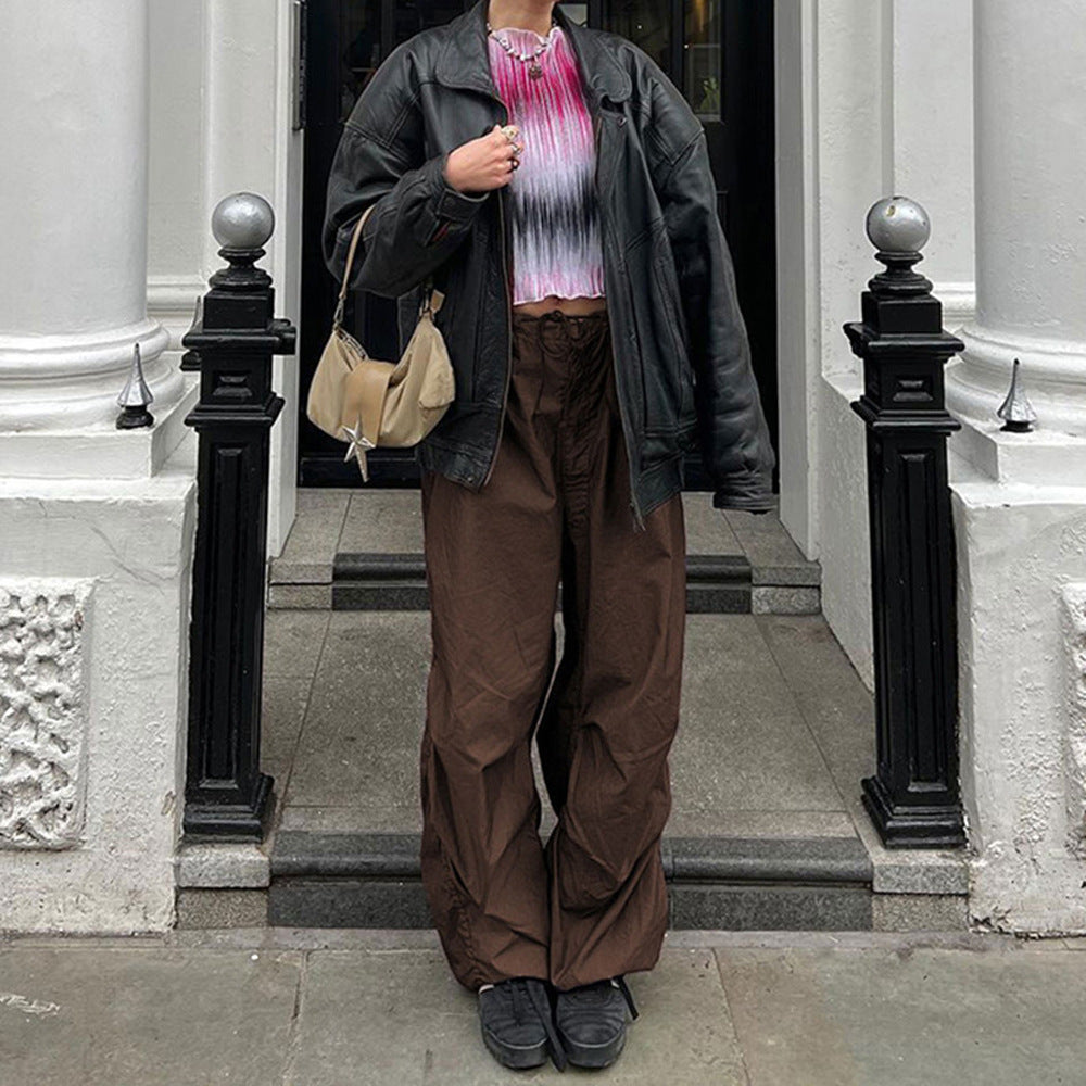 Autumn And Winter Women's New Pants Fashion Loose Low Waist Leisure Wide Leg Cargo Pants