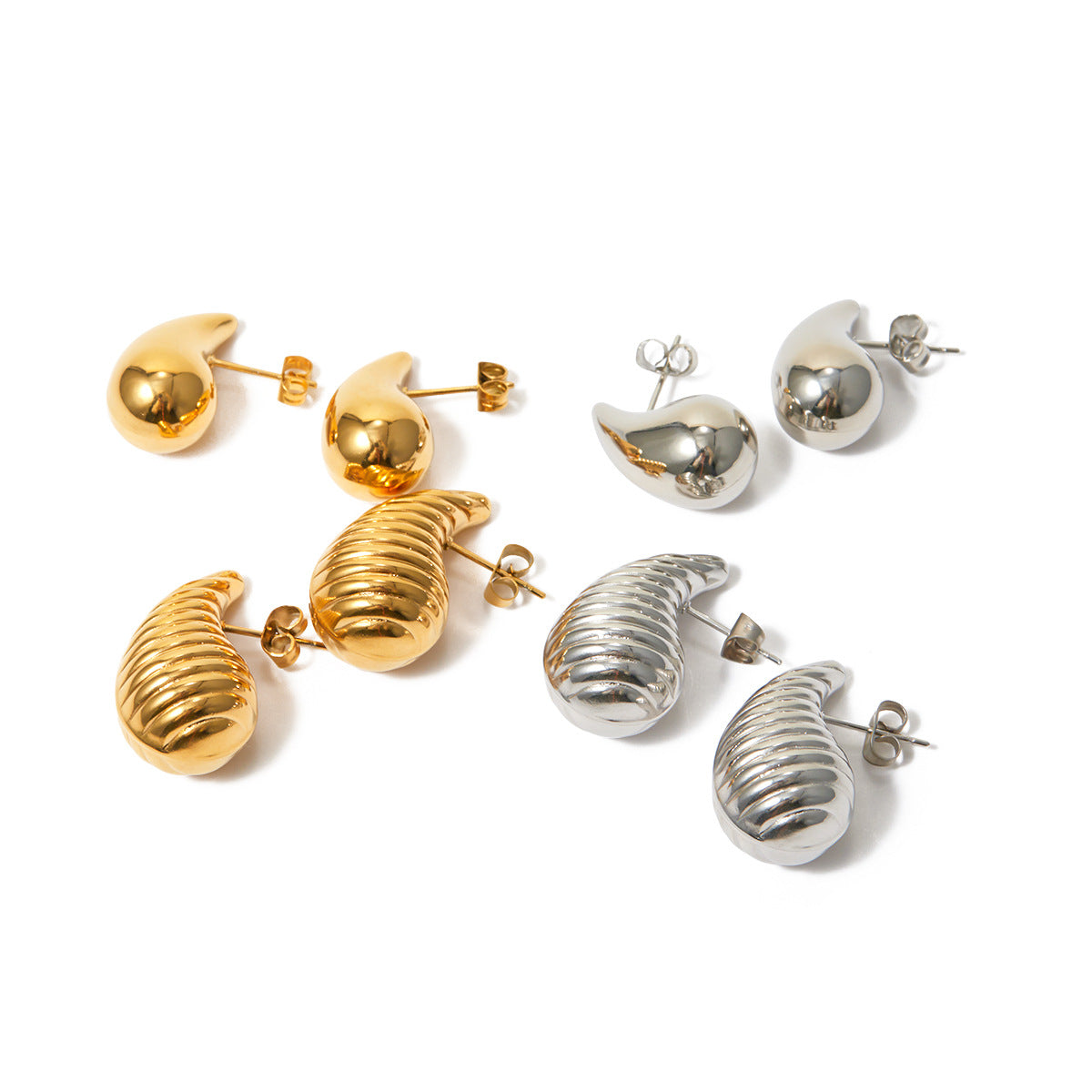 5pcs Women's 18K Gold Stainless Steel Stripe Drop Earrings Drop Earrings Titanium Steel Gold Earrings