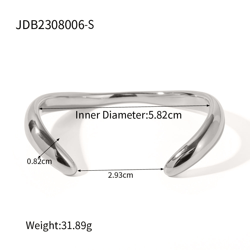 5pcs Light Luxury High-Grade High-Grade Temperament Titanium Steel Opening Niche Design 18K Gold Stainless Steel Irregular Bracelet Hand Jewelry