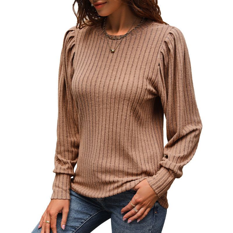 Autumn New Fashion Women's Long-Sleeved Puffy Sleeve Top
