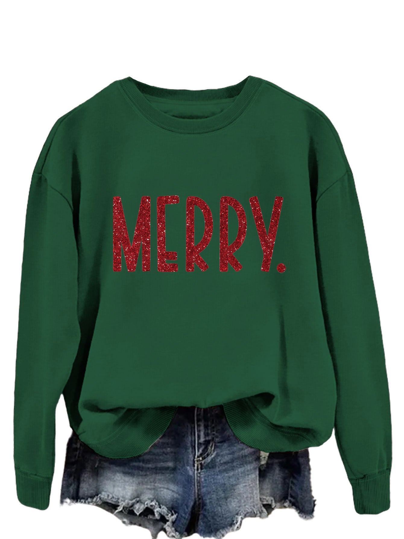 Merry Fashion Print All Round Neck Long Sleeve Hoodie